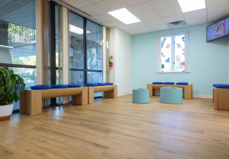 Playhouse in dental office waiting room