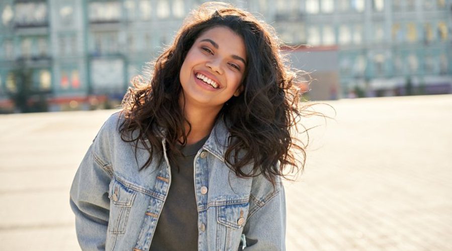 Teen smiles